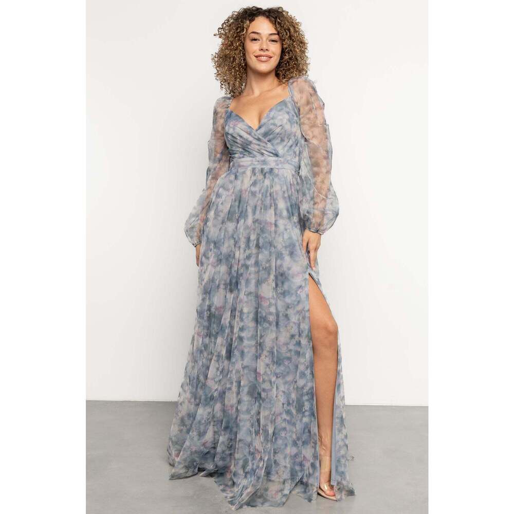 Baltic Born Katara Tulle Maxi Dress | Light Blue Floral Size MM